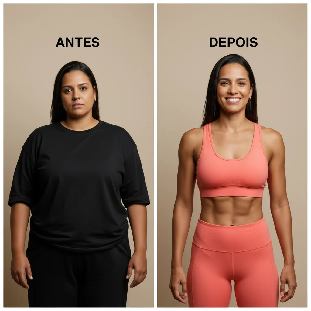 Transformação de Fernanda - Antes 96kg e Depois 64kg